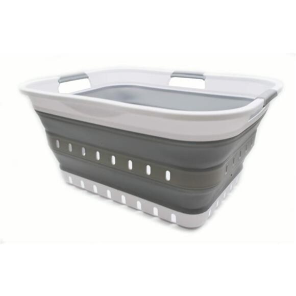 42L (11 gallon) Collapsible Plastic Laundry Basket - Foldable Pop Up Storage - Picture 3 of 7